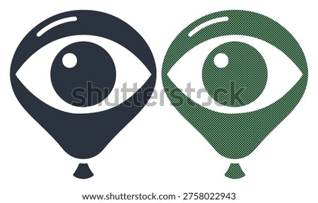 Surreal eyeball balloon graphic, vision concept art, optical illusion, sight metaphor