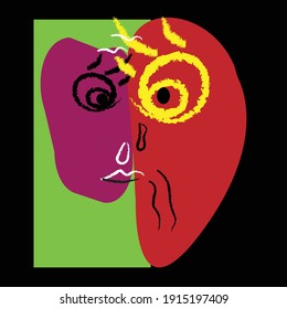 Surreal face abstract illustration image