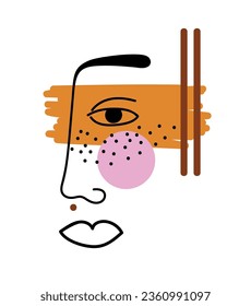 Surreal Face, concept minimalist vector illustration.
