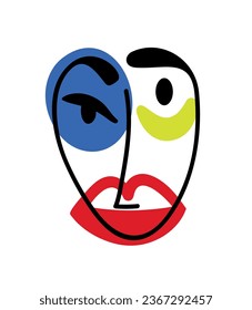 Surreal Face, concepto minimalista de ilustración vectorial.