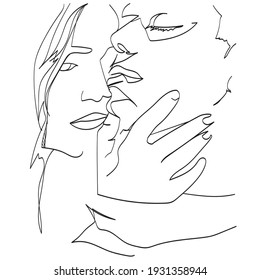 Surreal Gesicht fortlaufende Linie Zeichnung Mode minimalistische Konzept Linie Kunst zeitgenössische Porträtgrafik.