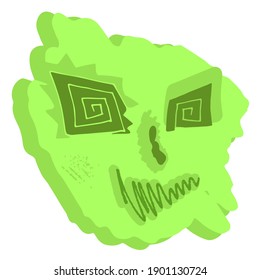 Vector de diseño de ilustraciones de arte mural abstracción de retratos faciales surrealistas. Las formas creativas diseñan gráficos con formas geométricas de color verde texturadas. minimalismo de rostro geométrico. Imágenes abstractas del rostro humano