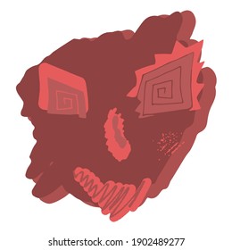 Surreal face porträt abstrakte Wand-Illustration Design-Vektorgrafik. Kreative Formen gestalten Grafiken mit strukturierten geometrischen roten Formen. Geringfügigkeitsgrad der geometrischen Gesichtshaut. Abstrakte Bilder menschlichen Gesichts