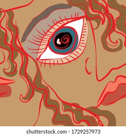 surreal face vector seamless pattern for decoration, packaging, textile