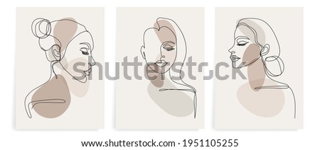 Surreal faces abstract art background vector. Portrait abstract face one line drawing with modern continuous line art and abstract geometric art style. Good for poster, wall art, print, cover design.