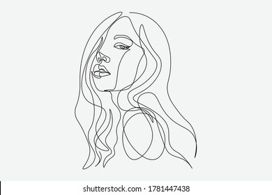 Surreal Faces Continuous line, drawing of set faces and hairstyle, fashion concept, woman beauty minimalist, vector illustration pretty sexy. Contemporary portrait