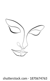 Línea continua, dibujo de rostros y peinado, concepto de moda, mujer belleza minimalista, ilustración vectorial bastante sexy.