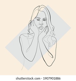 Surreal Faces Continuous line, drawing of set faces and hairstyle, fashion concept, woman beauty minimalist, vector illustration pretty sexy. Contemporary portrait