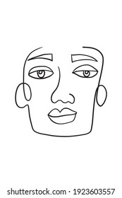 Surreal Faces Kontinuierliche Linie, Zeichnung von Gesichtern und Frisur, Mode-Konzept, Frau Schönheit minimalistisch, Vektorgrafik ziemlich sexy. Zeitgenössisches Porträt