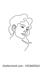 Surreal Faces Continuous line, dibujo de rostros y peinado, concepto de moda, mujer belleza minimalista, ilustración vectorial bastante sexy. Retrato contemporáneo