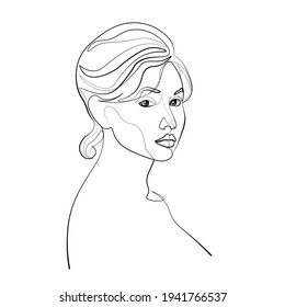 Surreal Faces Kontinuierliche Linie, Zeichnung von Gesichtern und Frisur, Mode-Konzept, Frau Schönheit minimalistisch, Vektorgrafik ziemlich sexy. Zeitgenössisches Porträt