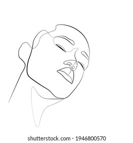 Surreal Faces Continuous line, dibujo de rostros y peinado, concepto de moda, mujer belleza minimalista, ilustración vectorial bastante sexy. Retrato contemporáneo