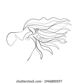 Surreal Faces Continuous line, dibujo de rostros y peinado, concepto de moda, mujer belleza minimalista, ilustración vectorial bastante sexy. Retrato contemporáneo