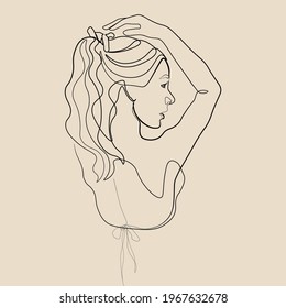 Surreal Faces Continuous line, drawing of set faces and hairstyle, fashion concept, woman beauty minimalist, vector illustration pretty sexy. Contemporary portrait