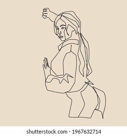 Surreal Faces Continuous line, dibujo de rostros y peinado, concepto de moda, mujer belleza minimalista, ilustración vectorial bastante sexy. Retrato contemporáneo