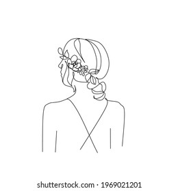 Surreal Faces Continuous line, drawing of set faces and hairstyle, fashion concept, woman beauty minimalist, vector illustration pretty sexy. Contemporary portrait