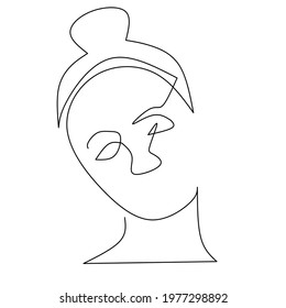 Surreal Faces Continuous line, drawing of set faces and hairstyle, fashion concept, woman beauty minimalist, vector illustration pretty sexy. Contemporary portrait