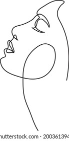 Surreal Faces Línea continua, dibujo de rostros y peinado, concepto de moda, ilustración vectorial