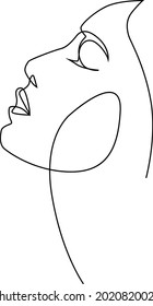 Surreal Faces Continuous line, , drawing of set faces and hairstyle, vector illustration.