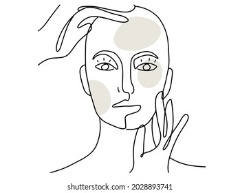 Surreal Faces Continuous line, drawing , hairstyle, fashion concept, woman beauty minimalist, vector illustration pretty sexy. Contemporary portrait