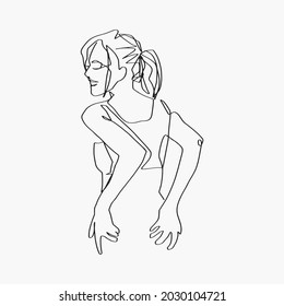 Surreal Faces Continuous line, dibujo de rostros y peinado, concepto de moda, mujer belleza minimalista, ilustración vectorial bastante sexy. Retrato contemporáneo
