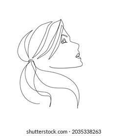 Surreal Faces Continuous line, dibujo de rostros y peinado, concepto de moda, mujer belleza minimalista, ilustración vectorial bastante sexy. Retrato contemporáneo
