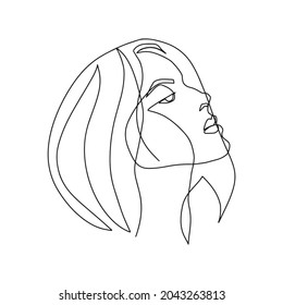 Surreal Faces Continuous line, dibujo de rostros y peinado, concepto de moda, mujer belleza minimalista, ilustración vectorial bastante sexy. Retrato contemporáneo