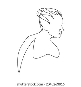 Surreal Faces Continuous line, drawing of set faces and hairstyle, fashion concept, woman beauty minimalist, vector illustration pretty sexy. Contemporary portrait