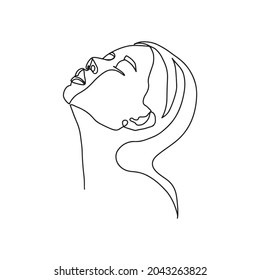 Surreal Faces Continuous line, dibujo de rostros y peinado, concepto de moda, mujer belleza minimalista, ilustración vectorial bastante sexy. Retrato contemporáneo
