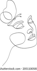 Surreal Faces Continuous line, dibujo de rostros y peinado, concepto de moda, mujer belleza minimalista, ilustración vectorial bastante sexy. Retrato contemporáneo