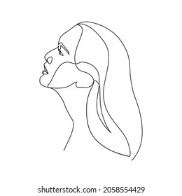Surreal Faces Continuous line, dibujo de rostros y peinado, concepto de moda, mujer belleza minimalista, ilustración vectorial bastante sexy. Retrato contemporáneo