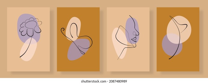 Surreal Faces Continuous line, dibujo de rostros y peinado, concepto de moda, mujer belleza minimalista, ilustración vectorial bastante sexy. Retrato contemporáneo
