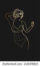 Surreal Faces Continuous line, dibujo de caras y peinados, concepto de moda, belleza de la mujer, minimalista, ilustración vectorial, bastante sexy. Retratos contemporáneos
Oro negro