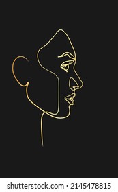 Surreal Faces Continuous line, drawing of set faces and hairstyles, fashion concept, woman's beauty, minimalist, vector illustration, pretty sexy. Contemporary portraits
Black gold