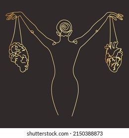 Surreal Faces Continuous line, drawing of set faces and hairstyles, fashion concept, woman's beauty, minimalist, vector illustration, pretty sexy. Love yourself and take care of yourself.