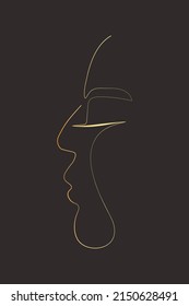 Surreal Faces Continuous line, drawing of set faces and hairstyles, fashion concept, woman's beauty, minimalist, vector illustration, pretty sexy. Take care of yourself.