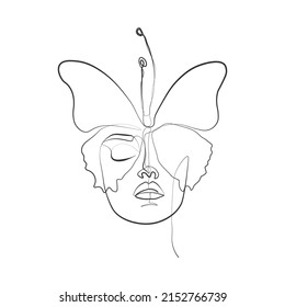 Surreal Faces Continuous line, drawing of set faces and hairstyles, fashion concept, woman's beauty, minimalist, vector illustration, pretty sexy. Take care of yourself.