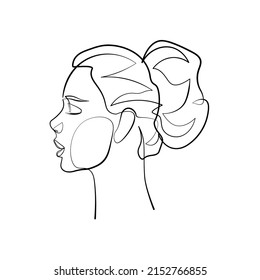 Surreal Faces Continuous line, drawing of set faces and hairstyles, fashion concept, woman's beauty, minimalist, vector illustration, pretty sexy. Take care of yourself.