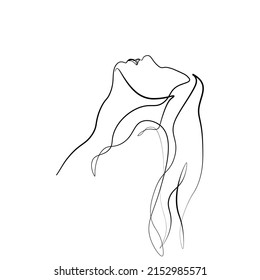 Surreal Faces Continuous line, dibujo de caras y peinados, concepto de moda, belleza de la mujer, minimalista, ilustración vectorial, bastante sexy. Cuídate.