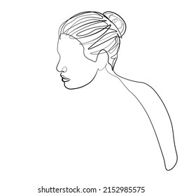 Surreal Faces Continuous line, drawing of set faces and hairstyles, fashion concept, woman's beauty, minimalist, vector illustration, pretty sexy. Take care of yourself.