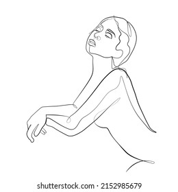 Surreal Faces Continuous line, drawing of set faces and hairstyles, fashion concept, woman's beauty, minimalist, vector illustration, pretty sexy. Take care of yourself.