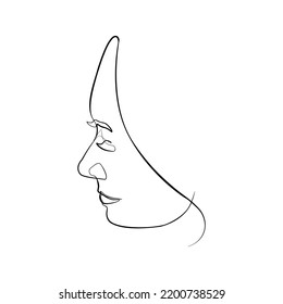 Surreal Faces Continuous line, drawing of set faces and hairstyles, fashion concept, woman's beauty, minimalist, vector illustration, pretty sexy. Take care of yourself.