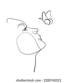 Surreal Faces Continuous line, dibujo de caras y peinados, concepto de moda, belleza de la mujer, minimalista, ilustración vectorial, bastante sexy. Cuídate.