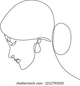 Surreal Faces Continuous line, drawing of set faces and hairstyles, fashion concept, woman's beauty, minimalist, vector illustration, pretty sexy. Take care of yourself.