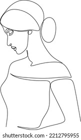 Surreal Faces Continuous line, dibujo de rostros y peinado, concepto de moda, mujer belleza minimalista, ilustración vectorial bastante sexy. Retrato contemporáneo