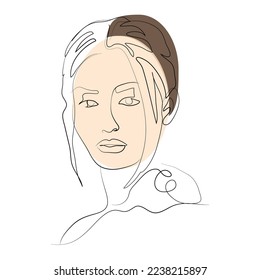 Surreal Faces Continuous line, dibujo de rostros y peinado, concepto de moda, mujer belleza minimalista, ilustración vectorial bastante sexy. Retrato contemporáneo