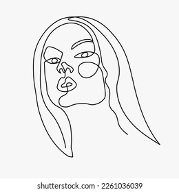Surreal Faces Continuous line, drawing of set faces and hairstyles, fashion concept, woman's beauty, minimalist, vector illustration, pretty sexy. Take care of yourself.