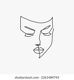 Surreal Faces Continuous line, drawing of set faces and hairstyles, fashion concept, woman's beauty, minimalist, vector illustration, pretty sexy. Take care of yourself.