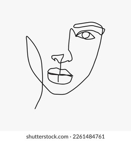 Surreal Faces Continuous line, drawing of set faces and hairstyles, fashion concept, woman's beauty, minimalist, vector illustration, pretty sexy. Take care of yourself.