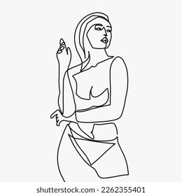 Surreal Faces Continuous line, drawing of set faces and hairstyles, fashion concept, woman's beauty, minimalist, vector illustration, pretty sexy. Take care of yourself.